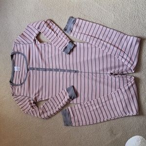 Pink and Grey Stripe Pajama Onsie